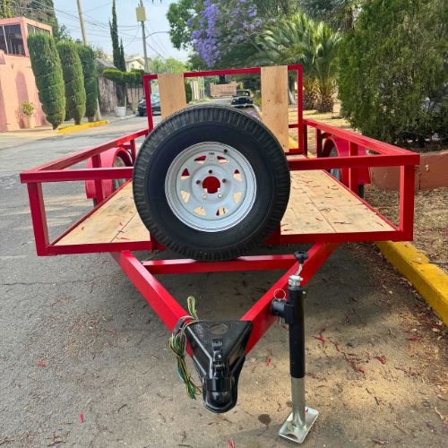 Remolque Utilitario Abierto de Un Eje con Piso de Madera - Estructura Roja