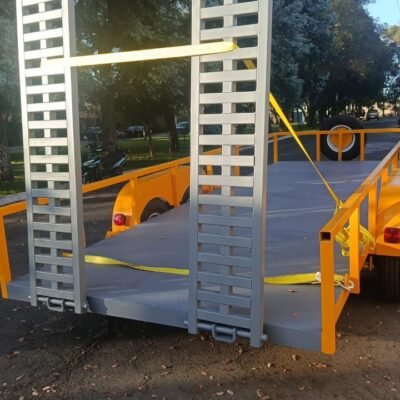 Remolque de Plataforma Doble Eje con Rampas de Carga - Uso Rudo (Amarillo)