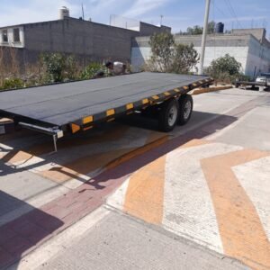 Remolque Plataforma Plana de Doble Eje para Carga Pesada – Estructura Reforzada