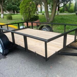 Remolque Utilitario Abierto de Un Eje - Chasis Negro con Piso de Madera