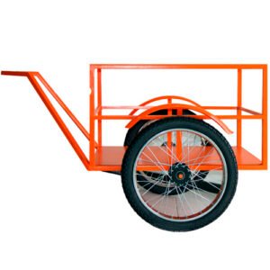 Remolque de Carga para Bicicleta - Estructura Abierta, Color Naranja Alta Visibilidad (Uso Urbano y Logística)